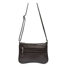 Bolsa Feminina Pequena Transversal Couro Legítimo Cor Café Foto mini  3
