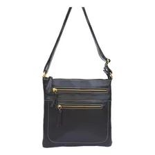 Bolsa Feminina Preta Transversal Grande Couro Legítimo Madamix Foto mini 4