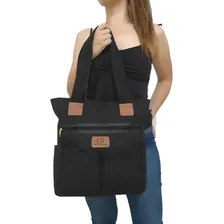 Bolsa Feminina Resistente Alça Ombro Grande Ziper Barata Cor Preto Foto mini 3