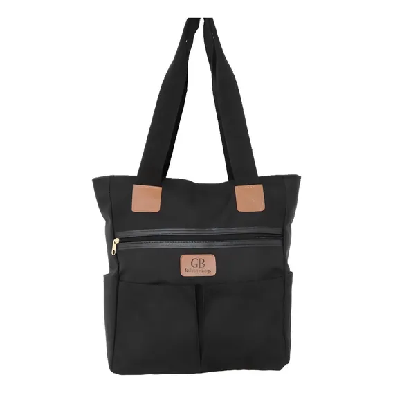 Bolsa Feminina Resistente Alça Ombro Grande Ziper Barata Cor Preto Foto 1