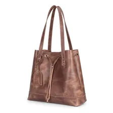 Bolsa Feminina Sacola Couro Legítimo Cor Marrom Foto mini 2