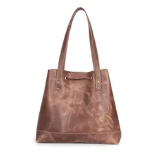 Bolsa Feminina Sacola Couro Legítimo Cor Marrom Foto mini 4