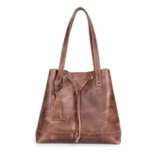 Bolsa Feminina Sacola Couro Legítimo Cor Marrom Foto mini 1