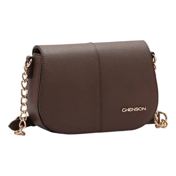 Bolsa Feminina Tiracolo Transversal Alça Corrente Chenson Cor Marrom Foto 1