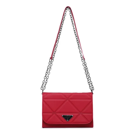 Bolsa Feminina Transversal Com Corrente Bolsa Balada Cor Vermelho Foto 1
