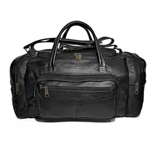 Bolsa Grande De Viagem Masculina Espaçosa De Couro Preto Foto mini 2