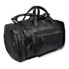 Bolsa Grande De Viagem Masculina Espaçosa De Couro Preto Foto mini 1