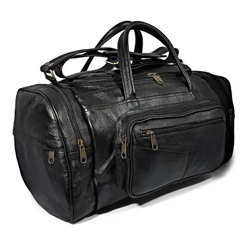 Bolsa Grande De Viagem Masculina Espaçosa De Couro Preto Foto 1