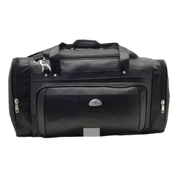 Bolsa Grande Mala Couro Sintético Impermeav C/ Alça Tiracolo Cor Preto Foto 1