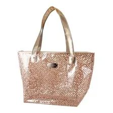 Bolsa Grande Para Praia Viagem Academia Feminina Cor Dourado Foto mini 1