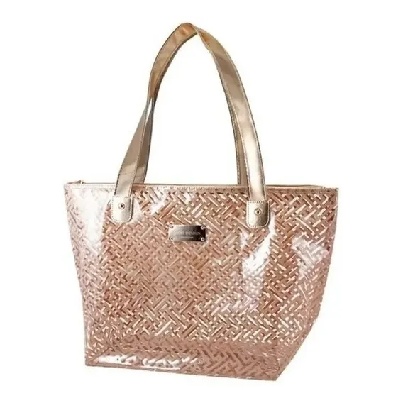 Bolsa Grande Para Praia Viagem Academia Feminina Cor Dourado Foto 1