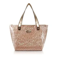 Bolsa Grande Para Praia Viagem Academia Feminina Cor Dourado Foto mini 2