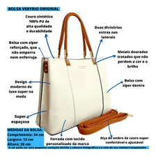 Bolsa Grife Original Marca Veryrio De Couro Ecológico Alta Qualidade Espaçosa Cor Bolsa Branca Off Luxo Foto  mini 1