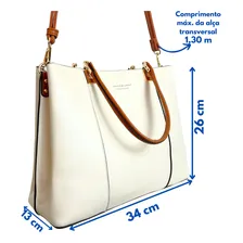 Bolsa Grife Original Marca Veryrio De Couro Ecológico Alta Qualidade Espaçosa Cor Bolsa Branca Off Luxo Foto mini  2