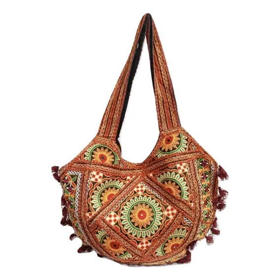 Bolsa Indiana Feminina Bordada Foto 1