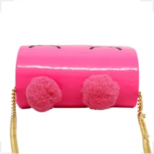 Bolsa Infantil Menina Rosa Bolsinha Clutch Pompom E Cílios Foto mini 4