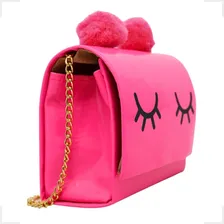 Bolsa Infantil Menina Rosa Bolsinha Clutch Pompom E Cílios Foto mini 3