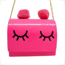 Bolsa Infantil Menina Rosa Bolsinha Clutch Pompom E Cílios Foto mini 1