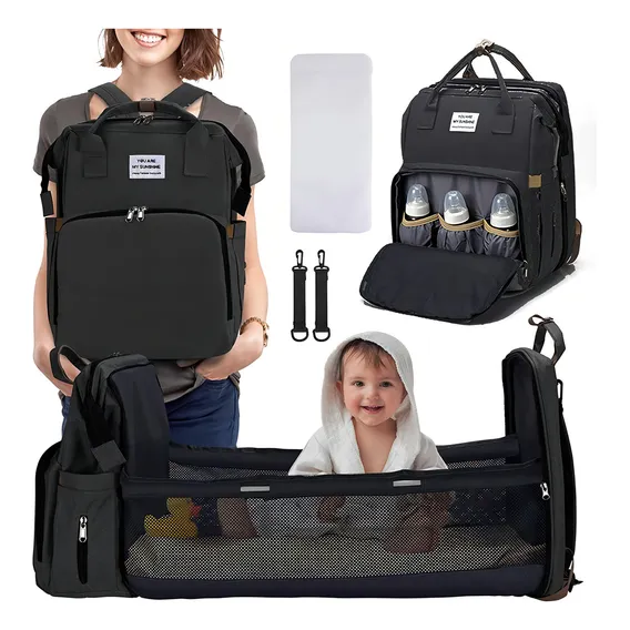 Bolsa Mochila Criança Que Vira Chiqueirinho Bolso Térmico Cor Preto Foto 1