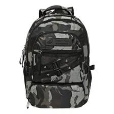 Bolsa Mochila Escolar Lona Forrada Camuflada Resistente Cor Cinza Foto  mini 1