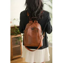 Bolsa Mochila Impermeável Mochila Viagem De Couro Wicopet Bolsa Mochila Feminina 35L Castaño Foto mini  3