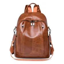 Bolsa Mochila Impermeável Mochila Viagem De Couro Wicopet Bolsa Mochila Feminina 35L Castaño Foto mini 4