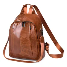 Bolsa Mochila Impermeável Mochila Viagem De Couro Wicopet Bolsa Mochila Feminina 35L Castaño Foto  mini 1
