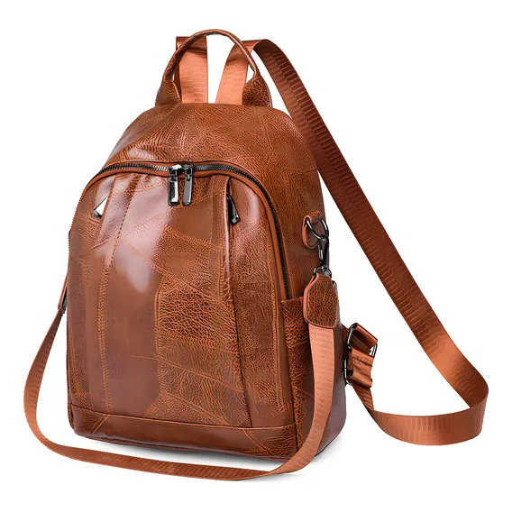 Bolsa Mochila Impermeável Mochila Viagem De Couro Wicopet Bolsa Mochila Feminina 35L Castaño Foto 1