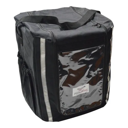 Bolsa Mochila Nylon Marmitex 24 Volume Isopor Motoqueiro Cor Preto Desenho do tecido Liso Foto 1