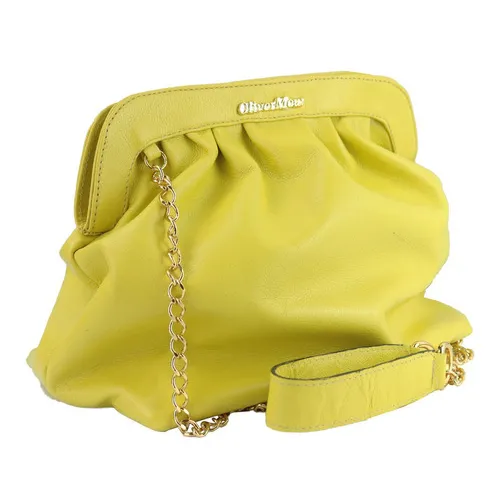 Bolsa Oliver Mour Couro Legitimo Com Alça De Corrente Cor Amarelo Foto 1