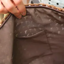 Bolsa Palha Quadrada Forrada Primavera Verão Alça Cor Bege E Foto mini 4