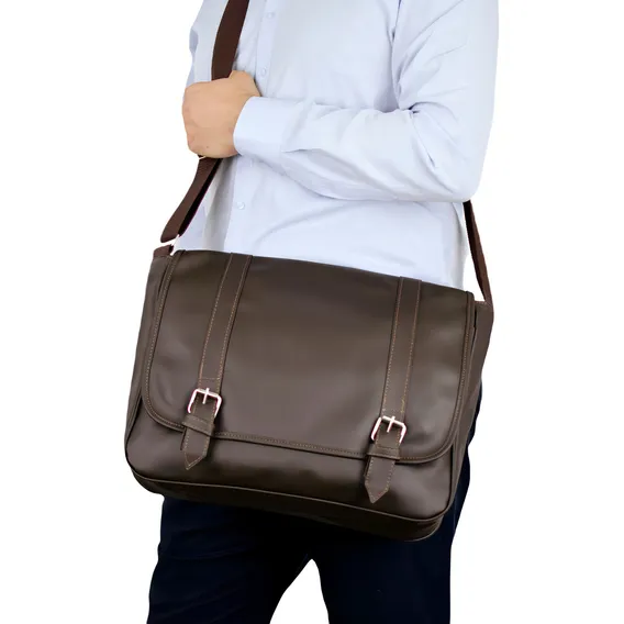 Bolsa Pasta Carteiro Masculina Marrom Executiva Notebook 189 Cor Marrom-escuro Foto 1