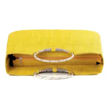 Bolsa Praia Feminina Palha Natural Alça Dupla ZĂper Praia Cor Amarelo Foto mini 3