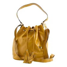 Bolsa Saco Em Couro Mostarda Foto  mini 1