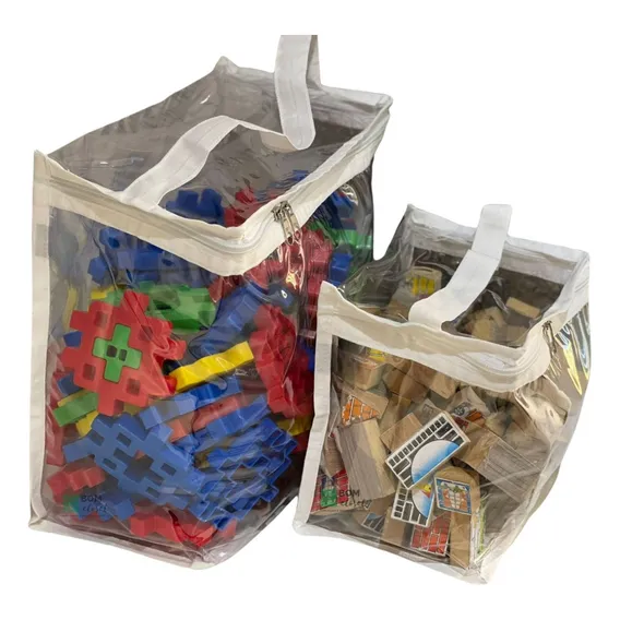 Bolsa, Saco Organizador De Brinquedos, Tamanho M 30x30x15 Cor Branco Foto 1