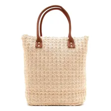 Bolsa Sacola Bordada Praia Piscina Trabalho Luxo Palha Foto mini 3