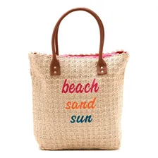 Bolsa Sacola Bordada Praia Piscina Trabalho Luxo Palha Foto mini 1