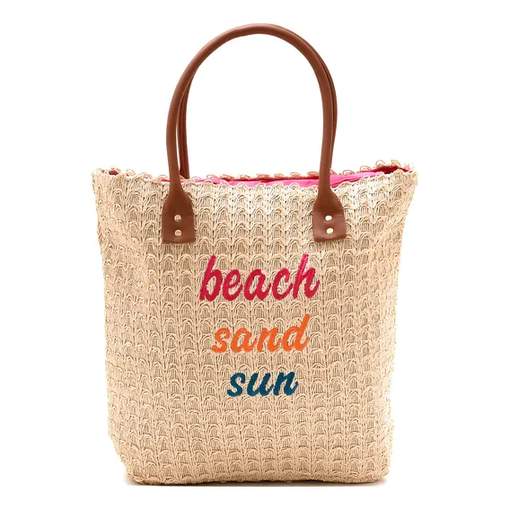 Bolsa Sacola Bordada Praia Piscina Trabalho Luxo Palha Foto 1