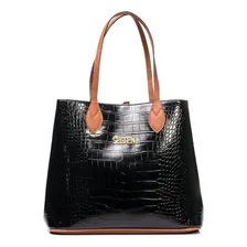 Bolsa Sacola De Ombro Feminina Com Necessaire Selten Cor Preto Foto mini  2