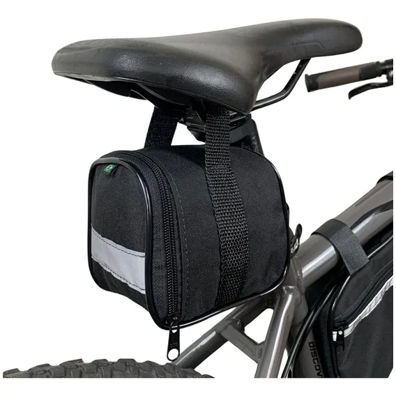 Bolsa Selim Banco Bike Refletivo Impermeável Art Mania Cor Preto Foto 1