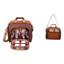 Bolsa Térmica com Kit Picnic para 4 pessoas Cozinha Camping 17l Guepardo Cor Marrom com estampa de listras Nautika Foto mini 3