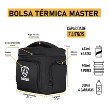 Bolsa Térmica Fitness Master Porta Marmita Lancheira Frasqueira Preto Foto mini 4