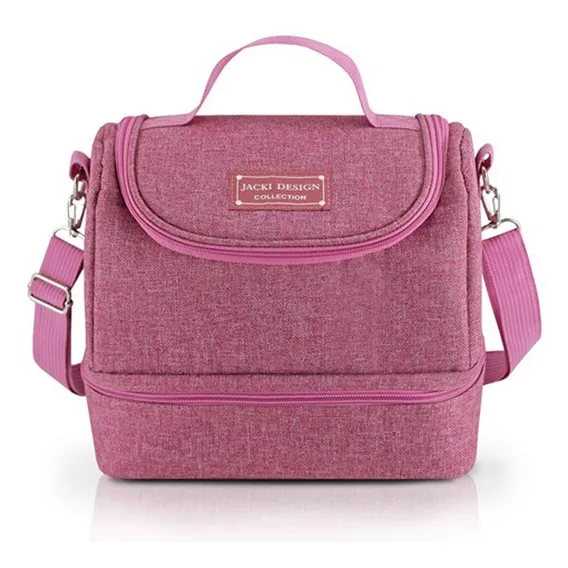Bolsa Termica Marmita C/ Alça 2 Compartimentos Feminina Concept Cor Rosa Foto 1