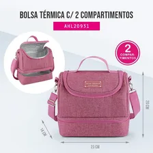 Bolsa Termica Marmita C/ Alça 2 Compartimentos Feminina Concept Cor Rosa Foto mini 4