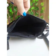 Bolsa Tiracolo Couro Legítimo Preta Foto mini 4