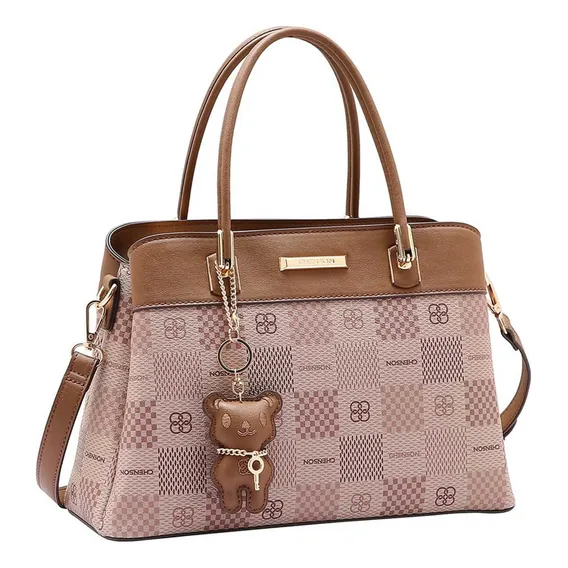 Bolsa Tote Chenson Bolsa Com Estampa Quadriculada - Natural Foto 1