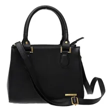 Bolsa Tote Couro Legitimo Sifra Luxo Cor FLOTER PRETO Foto  mini 1