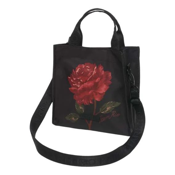 Bolsa Tote Farm Bolsa Com Estampa De Flor - Rosalia Preta Foto 1