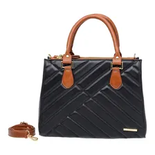 Bolsa Tote Média Couro Legitimo Luxo Sifra Cor Preto Foto mini 1
