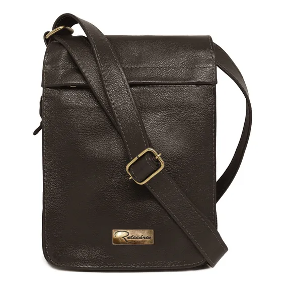 Bolsa Transversal De Couro Jimmy - Marrom Café Foto 1